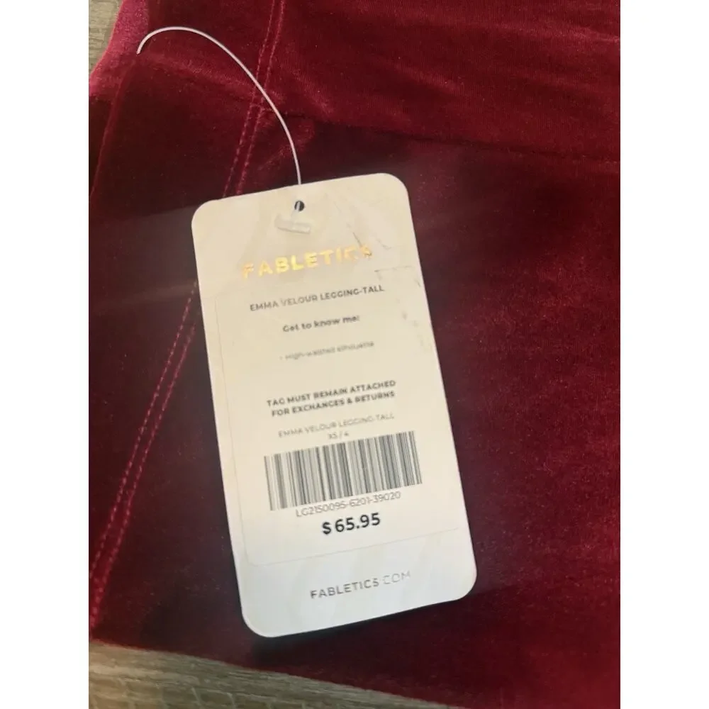 NWT Fabletics Emma Velour Leggings Cherry Burst Red Size XS Tall NEW $65.95 - Picture 5 of 16
